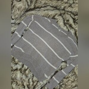 Moral Fiber Women's Sweater in Gray and Cream Stripes
